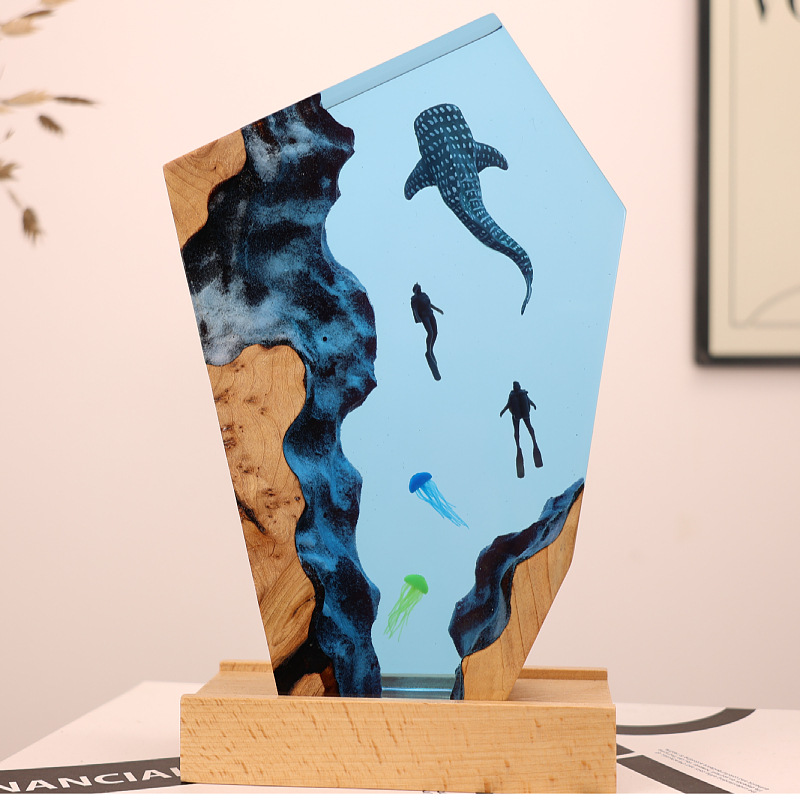 Resin Art For Anniversary Gift - Resin Cave Whale Diver Desktop Jellyfish