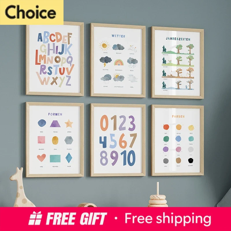 Resin Art Learning - Children German Learning Posters Prints Diamond