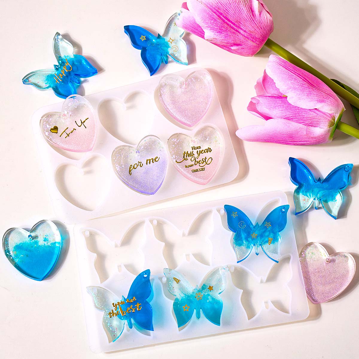 Resin Art Kit With Molds - Six-hole with Holes Earring Silicone Mold