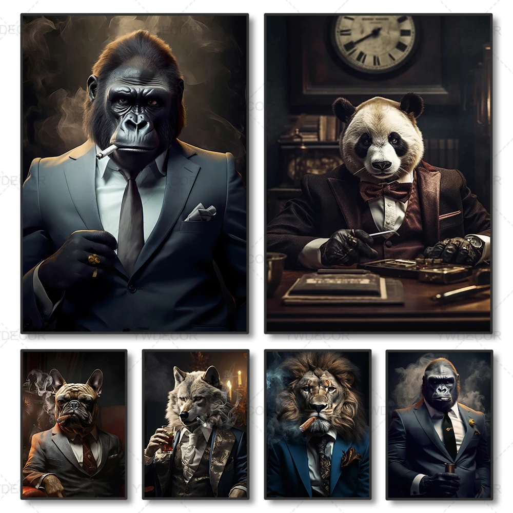Resin Art Business - Abstract Smoking Lion Animals Boss Business