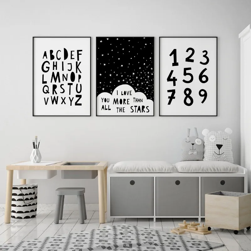 Resin Art For Kids - Black and White Alphabet ABC Number