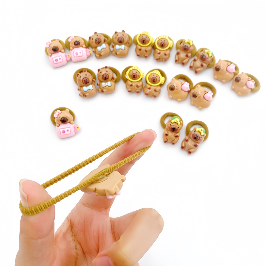 10Pcs Cute Capybara Hair Ties  - Resin Art For Kids review and price