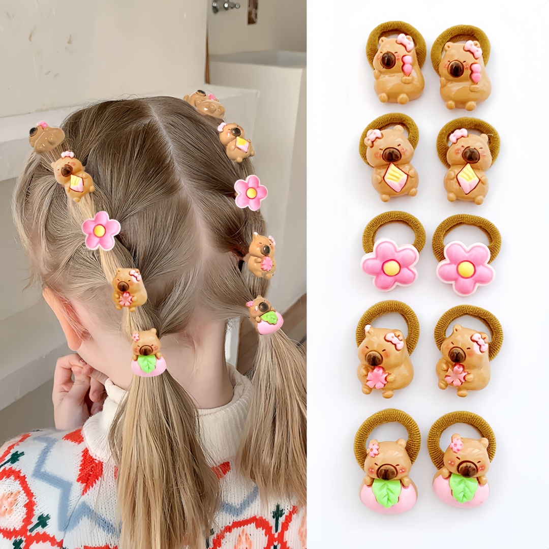 10Pcs Cute Capybara Hair Ties  - Resin Art For Kids review and price