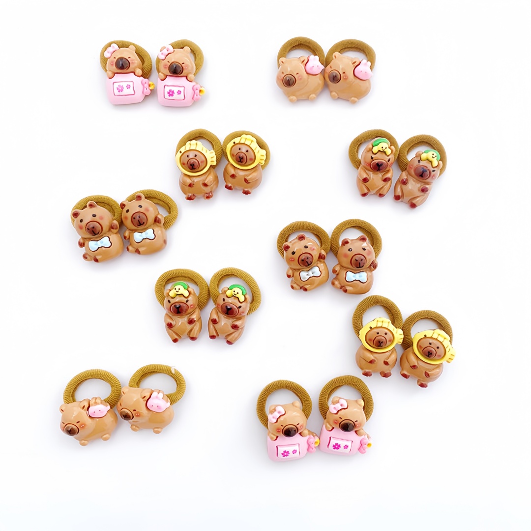 10Pcs Cute Capybara Hair Ties  - Resin Art For Kids review and price