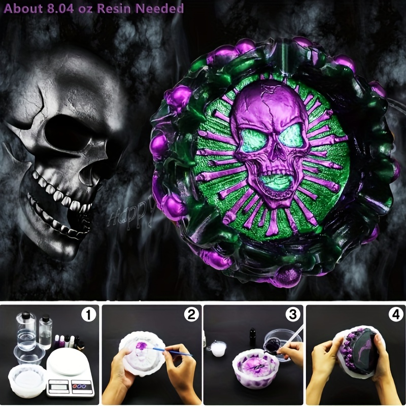 Ashtray mold, skull DIY craft  - Resin Art Kit With Molds review and price